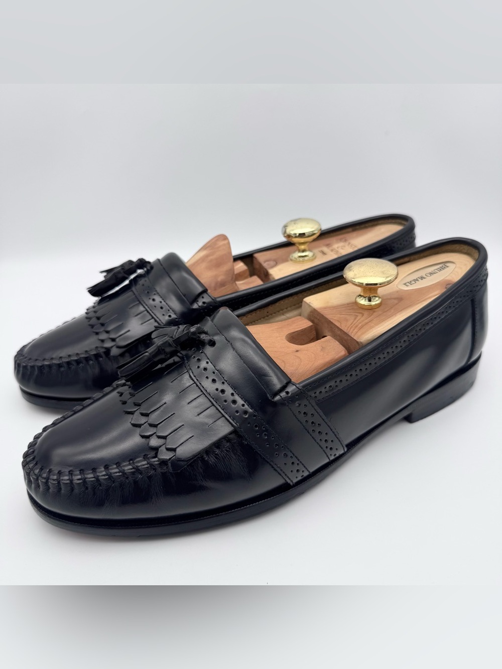 G.H. Bass Weejuns Frazer Black Leather Kiltie Tassel Loafers Men 9.5 D